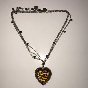 Betsey Johnson Animal Print Heart Chain Necklace